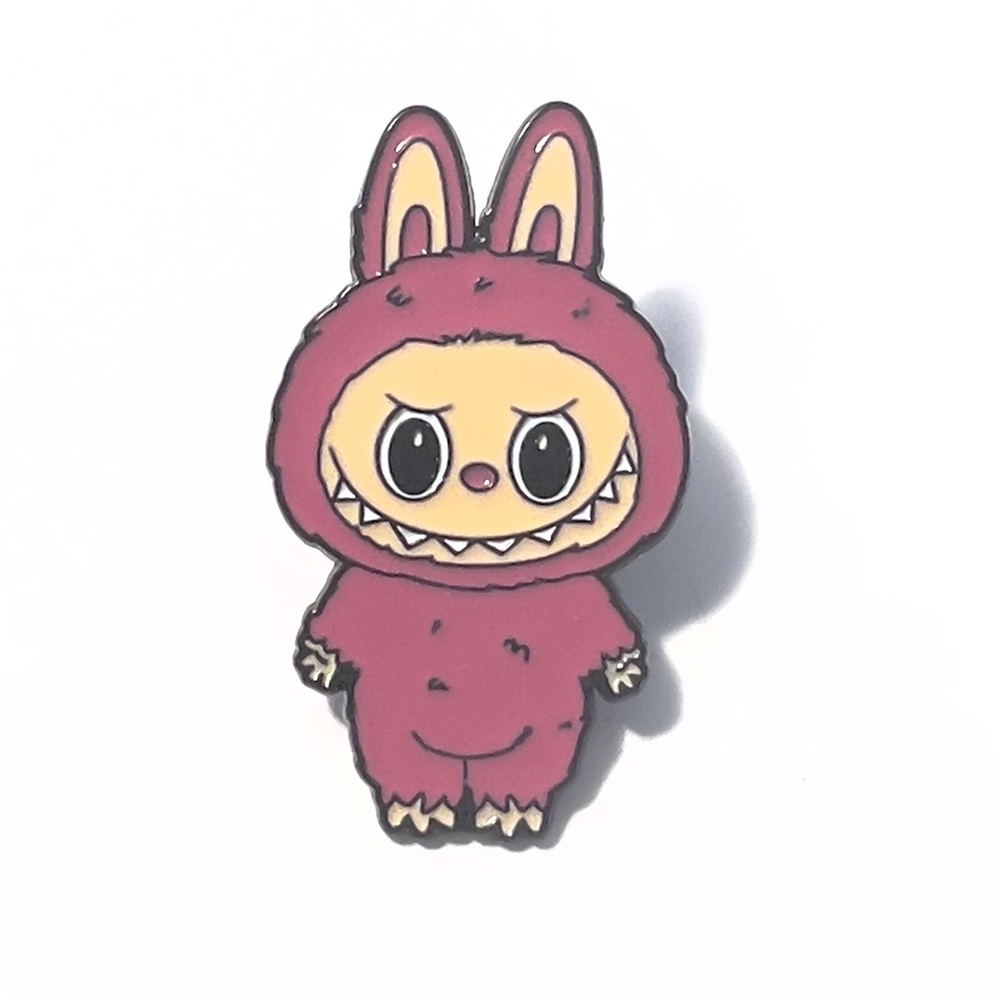 Labubu-Inspired Pink Kawaii Monster Enamel Pin